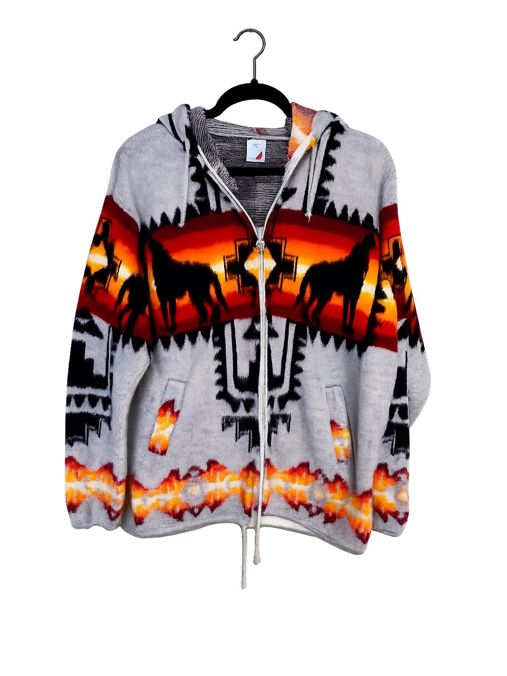 Handmade Ecuadorian Wool Zip-Up Hoodie Sweater Jacket Brand New | Size M